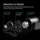 Ventilation system with labeled components on a black background