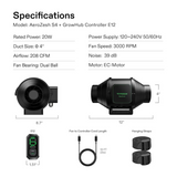 VIVOSUN AeroZesh Inline EC Fan + E12 Speed Controller (4" / 6" / 8") - NPK Technology