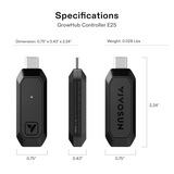 3 USB C Grownhub Controller E25 showing specifications  0.75", 0.43"  wideth and depthand 2.24" height